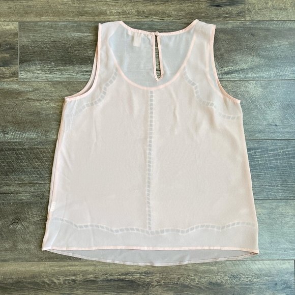 Forever 21 Contemporary Sleeveless Scoop Neck Detailed Chiffon Blouse Blush M - Picture 7 of 7